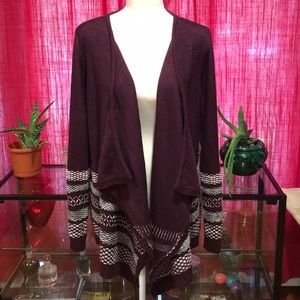 Cloud Chaser Burgundy Flyaway Cardigan Size XL